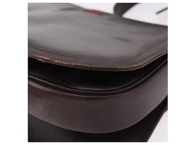 Borsa a tracolla GUCCI Web Sherry Line in pelle marrone e oro Auth 191902 D'oro - vista 16