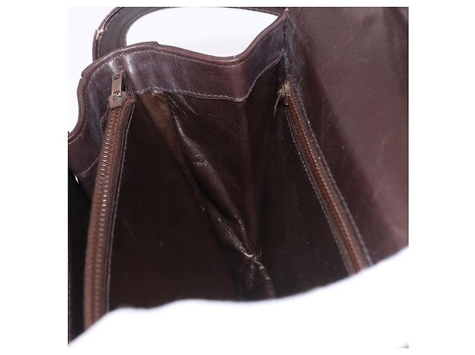 Borsa a tracolla GUCCI Web Sherry Line in pelle marrone e oro Auth 191902 D'oro - vista 22
