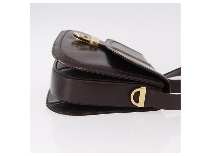 Borsa a tracolla GUCCI Web Sherry Line in pelle marrone e oro Auth 191902 D'oro - vista 3