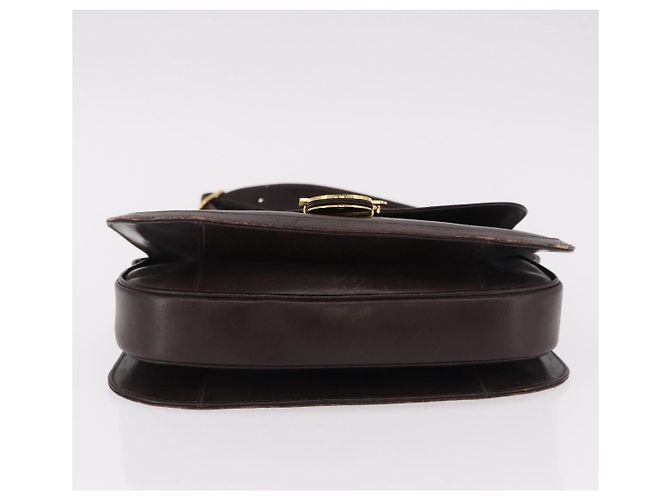 Borsa a tracolla GUCCI Web Sherry Line in pelle marrone e oro Auth 191902 D'oro - vista 5