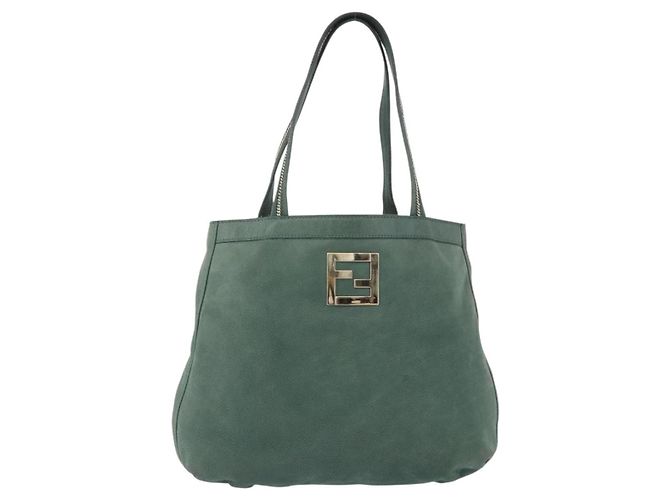 Borsa FENDI in pelle verde e oro Auth ka5255 D'oro - vista 13