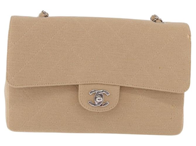 CHANEL Matelasse 25 Chain Shoulder Bag Cotton Beige Silver CC Auth 192083A Argento - vista 13