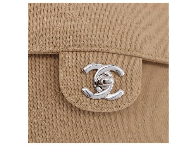 CHANEL Matelasse 25 Chain Shoulder Bag Cotton Beige Silver CC Auth 192083A Argento - vista 19