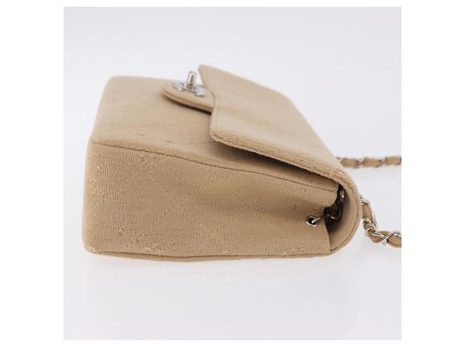 CHANEL Matelasse 25 Chain Shoulder Bag Cotton Beige Silver CC Auth 192083A Argento - vista 4