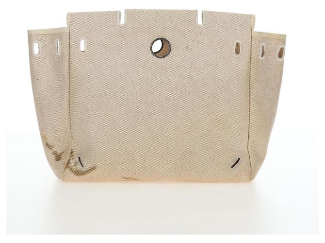 Hermès HERMES Herbag A Dos Backpack Canvas 2way Beige Silver Auth 189543 Silber - Ansicht 28