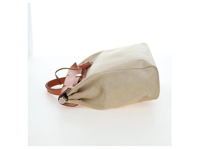 Hermès HERMES Herbag A Dos Backpack Canvas 2way Beige Silver Auth 189543 Silber - Ansicht 3