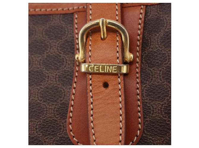 Céline Borsa a Spalla CELINE Macadam Canvas PVC Pelle Marrone Oro Auth ka5224A D'oro - vista 10