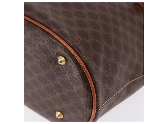 Céline Borsa a Spalla CELINE Macadam Canvas PVC Pelle Marrone Oro Auth ka5224A D'oro - vista 14