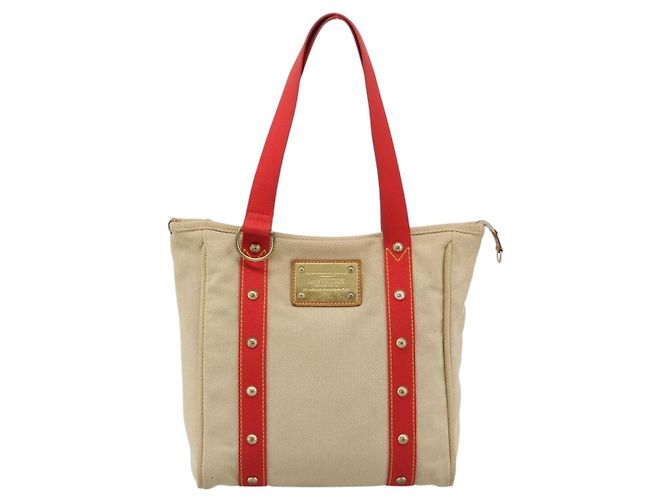 LOUIS VUITTON Antigua Cabas MM Tote Bag Beige Rosso M40035 LV Auth ep15323 - vista 13