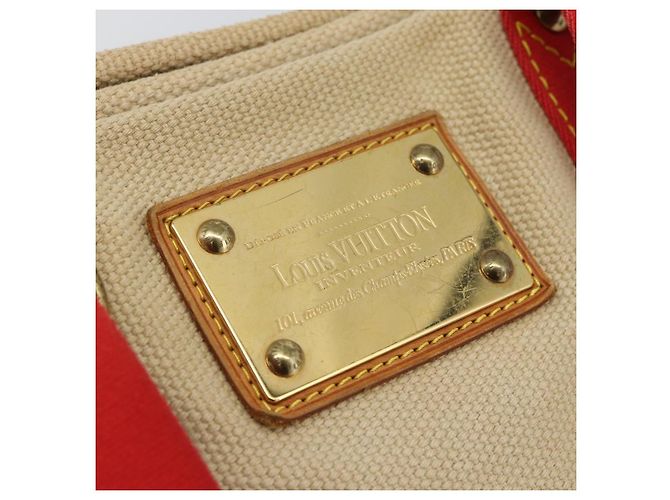 LOUIS VUITTON Antigua Cabas MM Tote Bag Beige Rosso M40035 LV Auth ep15323 - vista 17