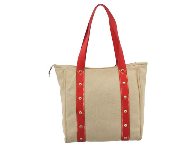 LOUIS VUITTON Antigua Cabas MM Tote Bag Beige Rosso M40035 LV Auth ep15323 - vista 2