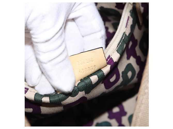Borsa GUCCI GG Canvas Guccissima in Pelle Beige Oro 257268 Auth bs36083A D'oro - vista 11