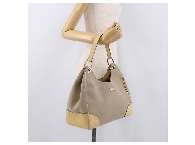 Borsa GUCCI GG Canvas Guccissima in Pelle Beige Oro 257268 Auth bs36083A D'oro - vista 24