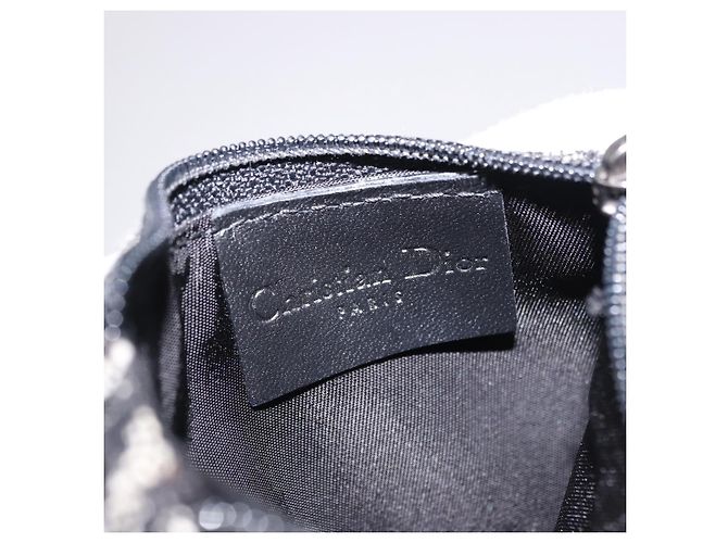 Portamonete Christian Dior Trotter Canvas Saddle Nero Argento Auth bs36065V - vista 10