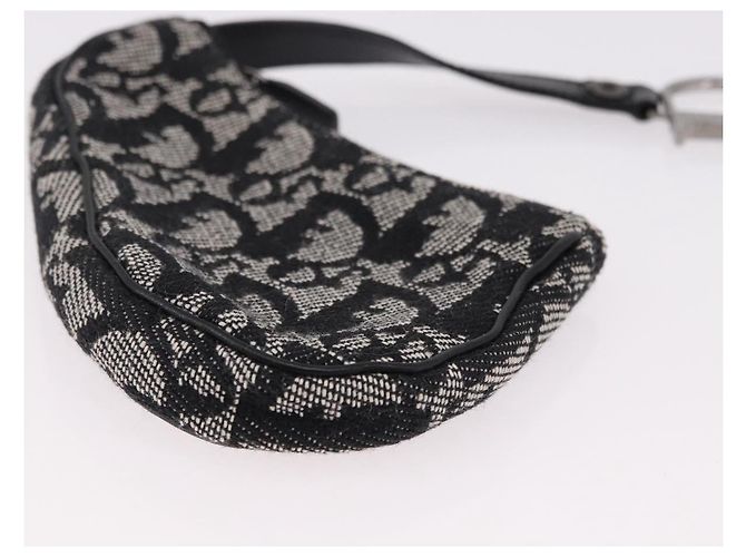 Portamonete Christian Dior Trotter Canvas Saddle Nero Argento Auth bs36065V - vista 14