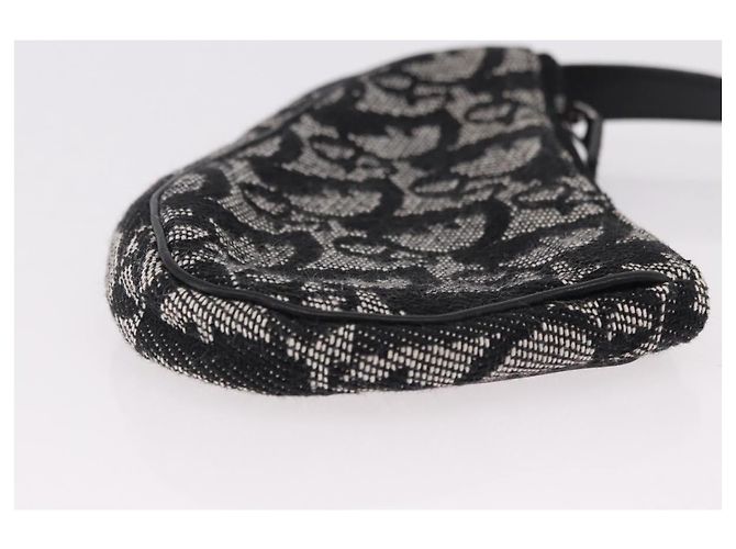 Portamonete Christian Dior Trotter Canvas Saddle Nero Argento Auth bs36065V - vista 3
