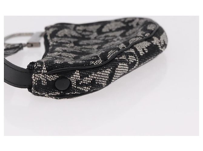 Portamonete Christian Dior Trotter Canvas Saddle Nero Argento Auth bs36065V - vista 4