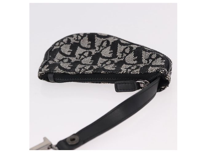 Portamonete Christian Dior Trotter Canvas Saddle Nero Argento Auth bs36065V - vista 5