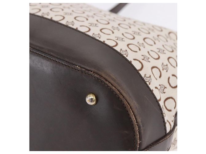 Céline CELINE C Macadam Canvas Tote Bag Elfenbein Braun Authentisch 192715 Roh - Ansicht 14