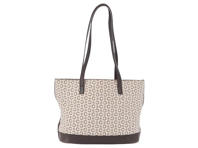 Céline CELINE C Macadam Canvas Tote Bag Elfenbein Braun Authentisch 192715 Roh - Ansicht 2