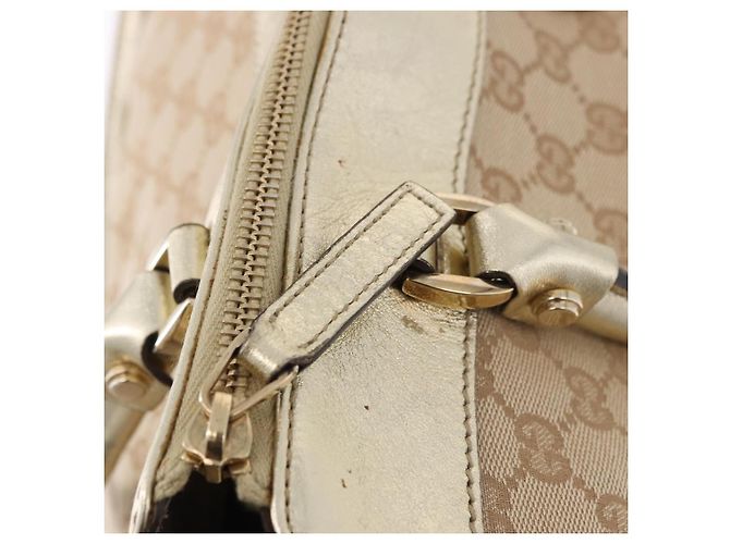 Borsa GUCCI GG Canvas Beige Oro 190248 Auth ka5304A D'oro - vista 10
