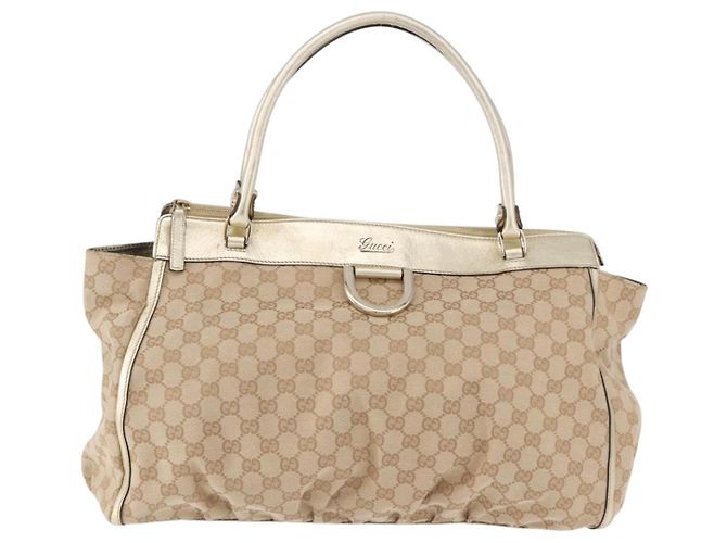 Borsa GUCCI GG Canvas Beige Oro 190248 Auth ka5304A D'oro - vista 13