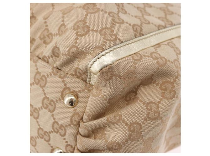 Borsa GUCCI GG Canvas Beige Oro 190248 Auth ka5304A D'oro - vista 14