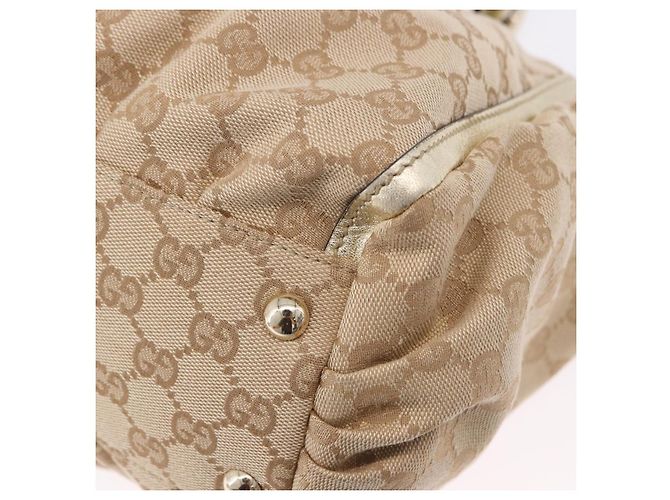 Borsa GUCCI GG Canvas Beige Oro 190248 Auth ka5304A D'oro - vista 16