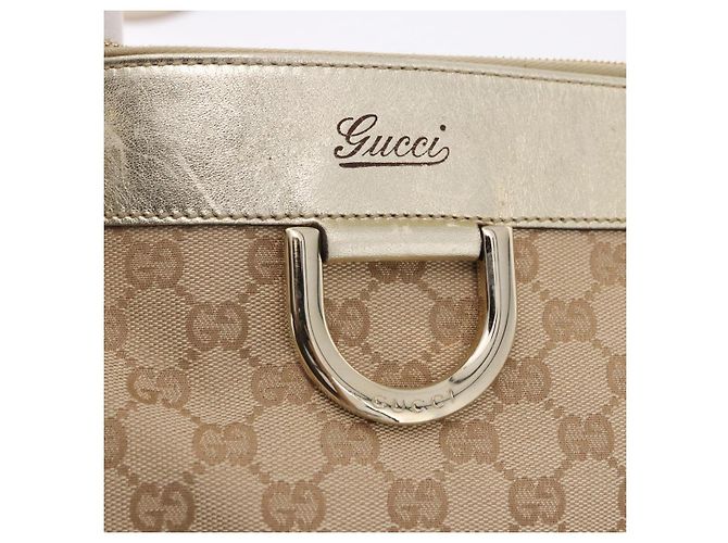 Borsa GUCCI GG Canvas Beige Oro 190248 Auth ka5304A D'oro - vista 17