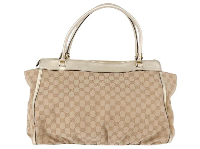Borsa GUCCI GG Canvas Beige Oro 190248 Auth ka5304A D'oro - vista 2