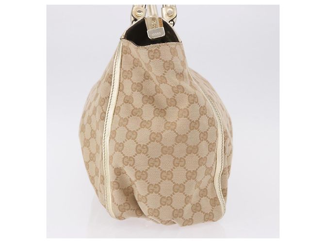 Borsa GUCCI GG Canvas Beige Oro 190248 Auth ka5304A D'oro - vista 3