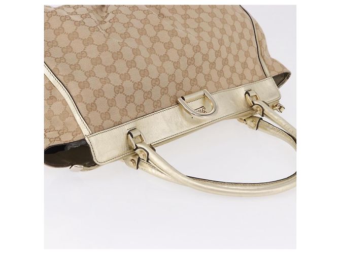 Borsa GUCCI GG Canvas Beige Oro 190248 Auth ka5304A D'oro - vista 6