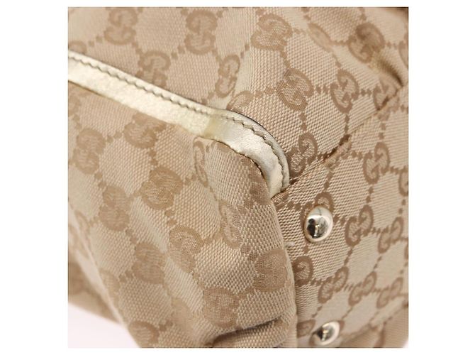 Borsa GUCCI GG Canvas Beige Oro 190248 Auth ka5304A D'oro - vista 9