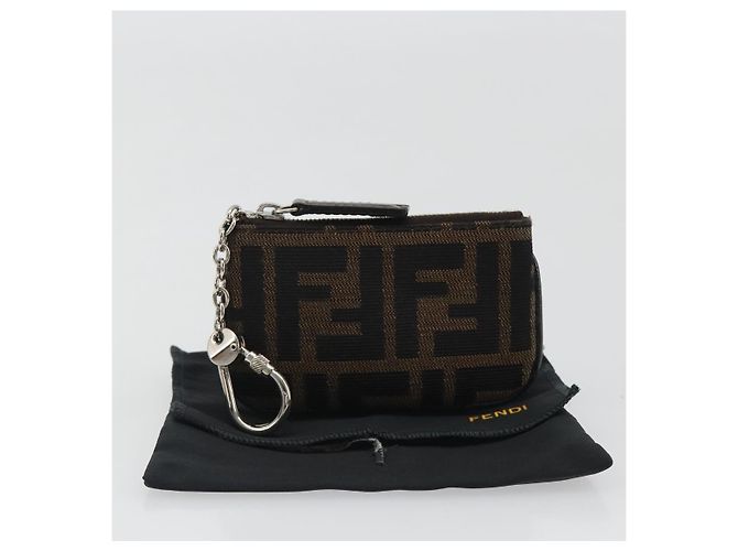 FENDI Zucca Canvas Monedero Marrón Negro Auth bs36231V Castaño - vista 12