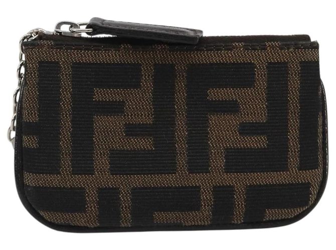 FENDI Zucca Canvas Monedero Marrón Negro Auth bs36231V Castaño - vista 13
