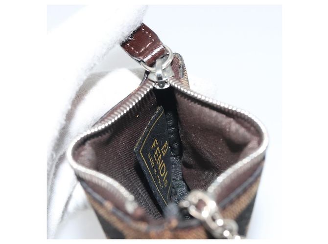 FENDI Zucca Canvas Monedero Marrón Negro Auth bs36231V Castaño - vista 17