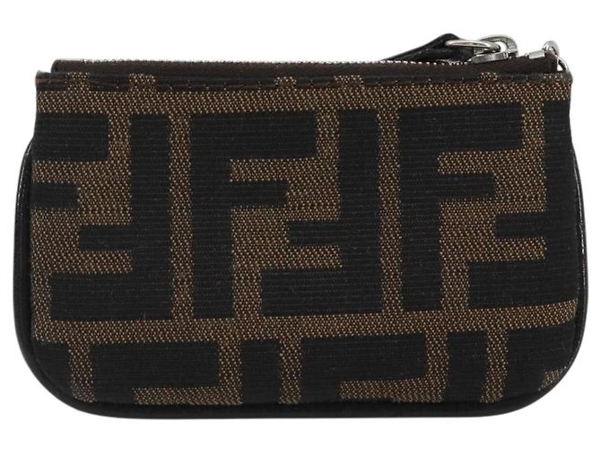 FENDI Zucca Canvas Monedero Marrón Negro Auth bs36231V Castaño - vista 2