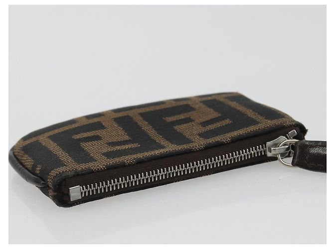 FENDI Zucca Canvas Monedero Marrón Negro Auth bs36231V Castaño - vista 5