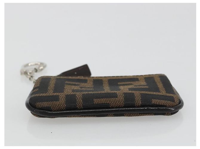 FENDI Zucca Canvas Monedero Marrón Negro Auth bs36231V Castaño - vista 6