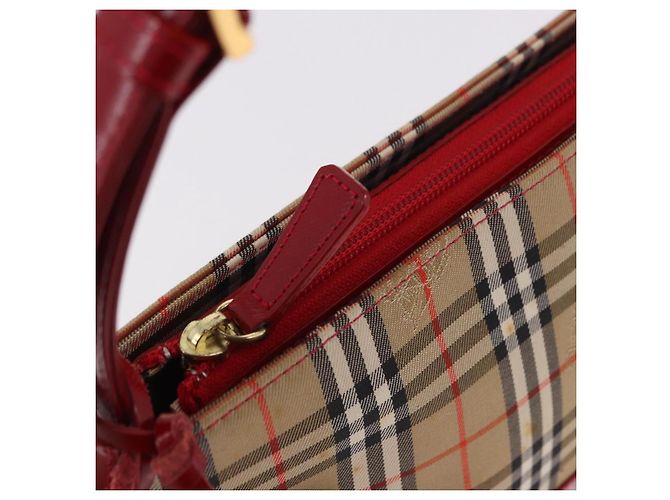 Bolsa BURBERRY Nova Check em Canvas Bege Dourado Auth 191905 - vista 11
