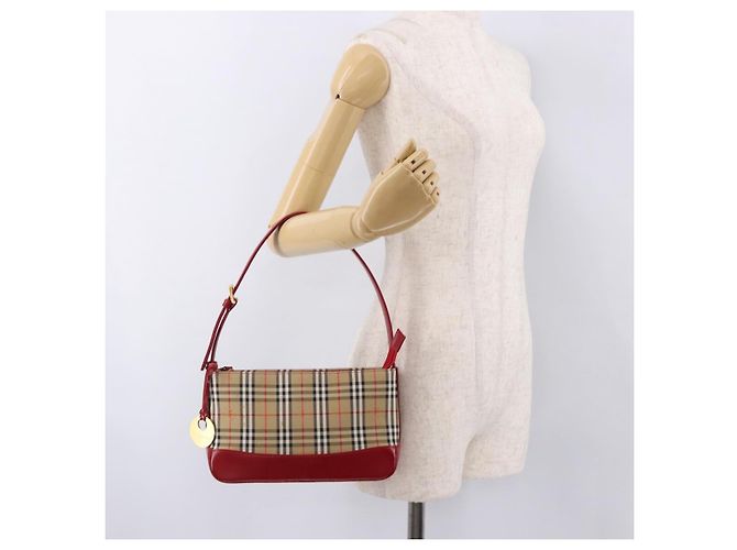 Bolsa BURBERRY Nova Check em Canvas Bege Dourado Auth 191905 - vista 23