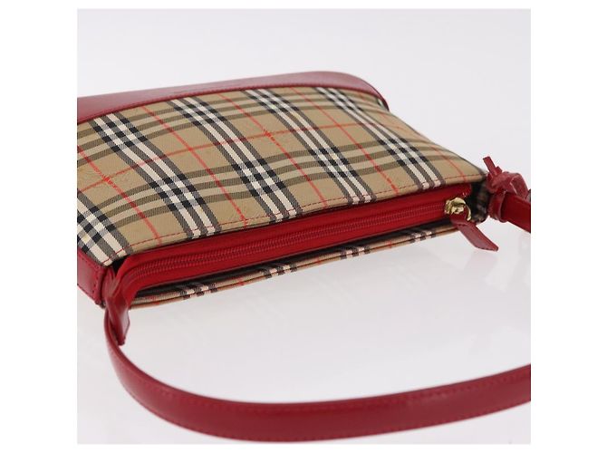 Bolsa BURBERRY Nova Check em Canvas Bege Dourado Auth 191905 - vista 6