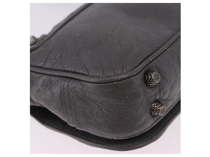 BALENCIAGA Le Cagole Shoulder Bag Leather 2way Gray Silver 719082 Auth ka5229A Marrone Argento - vista 16