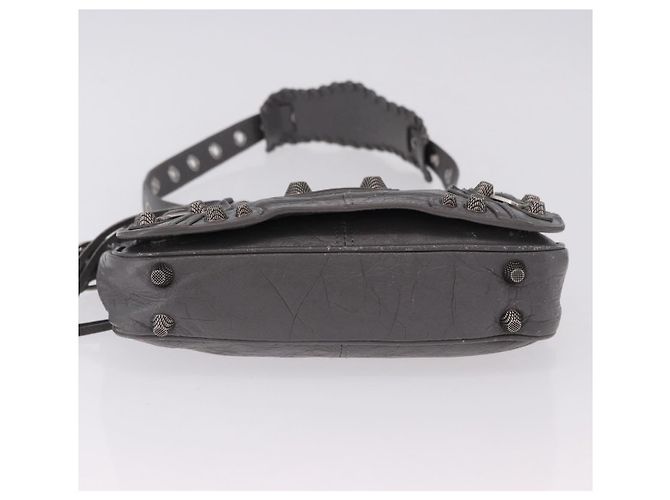 BALENCIAGA Le Cagole Shoulder Bag Leather 2way Gray Silver 719082 Auth ka5229A Marrone Argento - vista 5
