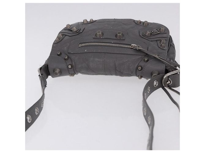 BALENCIAGA Le Cagole Shoulder Bag Leather 2way Gray Silver 719082 Auth ka5229A Marrone Argento - vista 6