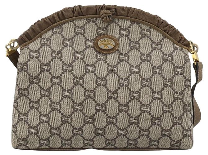 Borsa a Spalla GUCCI GG Plus Supreme PVC Beige Oro Auth gh2149 D'oro - vista 13
