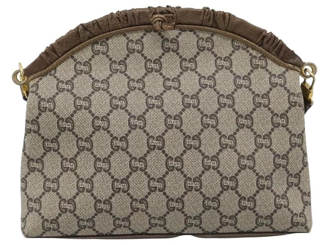 Borsa a Spalla GUCCI GG Plus Supreme PVC Beige Oro Auth gh2149 D'oro - vista 2
