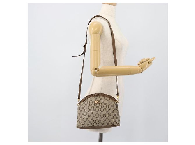 Borsa a Spalla GUCCI GG Plus Supreme PVC Beige Oro Auth gh2149 D'oro - vista 20