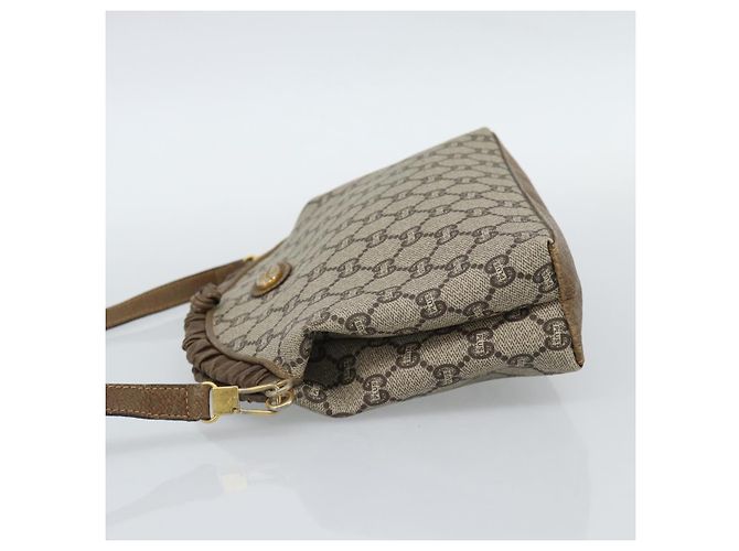 Borsa a Spalla GUCCI GG Plus Supreme PVC Beige Oro Auth gh2149 D'oro - vista 3