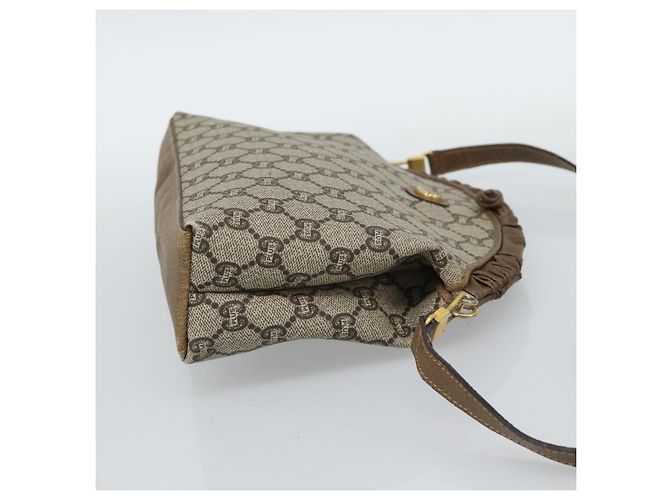 Borsa a Spalla GUCCI GG Plus Supreme PVC Beige Oro Auth gh2149 D'oro - vista 4